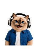 Let's Work mascot celebrating, wearing headphones